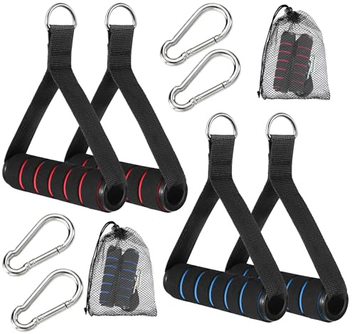 4 Unidades de Asas para Bandas de Fitness, Bandas de Resistencia, Entrenamiento de Fuerza y Entrenamiento Cardiovascular, Equipo de Fitness, con una Sola Mano, Bandas de Resistencia, Accesorios