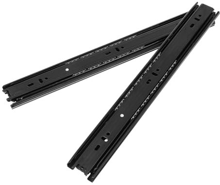 HOMSFOU 2stücke Teilig Schwarze Dreiteilige Schubladenschienen Gleitschienen Silent Soft-Close Mit Hoher Tragkraft Und Stabiler Laufschiene Für Möbel Schubladenmontage