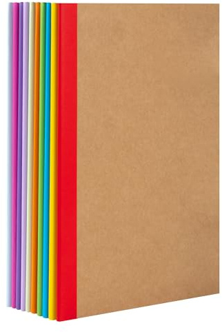 Jesustree Cahier A5 Kraft Carnet de Note, 10 Pcs Blocs Carnet de Notes avec Couverture Coloré, Vierges Lignées Journal Cahier 30 Feuilles/60 Pages pour Bureau Scolaires Etudiants