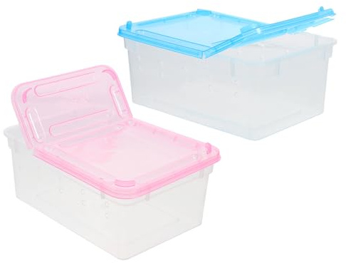 Levemolo 2 Piezas Caja Transparente para Alimentación de Reptiles de Portátil y Ventilada con Diseño Ligero y Resistente para Geckos y Serpientes