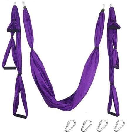 Aerial yoga hängmatta antennhängmatta för stark gravitation, yoga swing flygande sling inversion verktyg, luftövningar (lila)