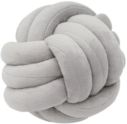 XIUsheUA Cojín Anudado a Mano Almohada de Bola Anudada, Ultra Suave, Decorativa, Tejida a Mano, Redonda, Felpa Cordero, for sofá Infantil, Sala Estar(Light Grey)