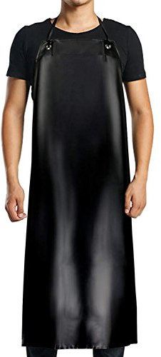 NANOOER Tablier imperméable, pour femme et homme, résistant à l'eau et à l'huile, pour faire la vaisselle, le travail de laboratoire, la boucherie, le soin des chiens,noir, taille unique