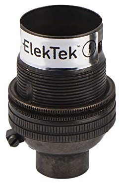 ElekTek Oväxlad lamphållare B22 BC bajonettlock med skuggring 1,2 tum 26TPI gängad botteningång – tillverkad i Storbritannien – brons