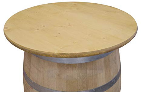 Temesso Tischplatte aus Holz für Weinfass Stehtisch - Eichenlasur (D80 cm mit Bohrung inkl. Schrauben)