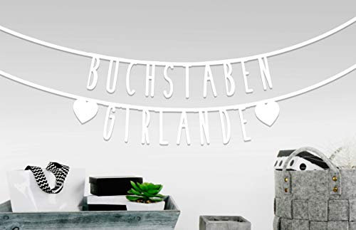 MIK funshopping Individualisierbare Buchstaben-Girlande für Geburtstag Hochzeit Feier Party Junggesellenabschied aus Papier (Weiß - 146 Zeichen)