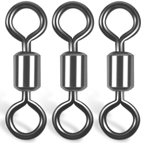 Rolling Barrel Fishing Swivel,120pcs Stainless Steel Black Nickel Fishing Line Connector Swivels Fishing Tackle for Saltwater 30LB to 335LB