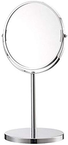 Ogquaton Articoli per la casa Tavolo ovale Specchio da tavolo in metallo bifacciale Specchio per il trucco Cosmetico - 6 * 14 cm - Argento - 2x Ingrandito Creativo e utile
