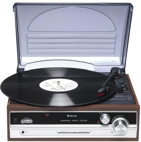 Denver Giradischi VPR-190 con Radio FM. Altoparlanti integrati. Finitura in Legno. Testina in Ceramica.