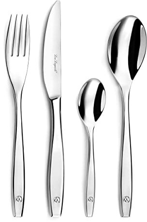 Lou Laguiole Figure Specchio Servizio di Posate 24 Pezzi, Acciaio Inossidabile