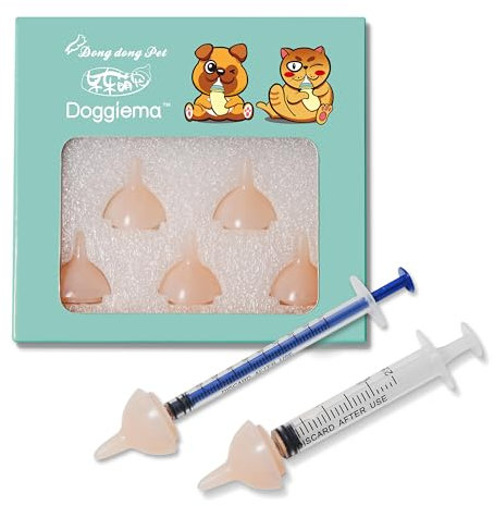 Bubble milk bowl Aufzuchtflasche Katzen Silikon Nippel mit Spritze für Neugeborene Kätzchen, Welpen, Hasen, Eichhörnchen (5 mini rosa Nipple+ 3 Spritzen)