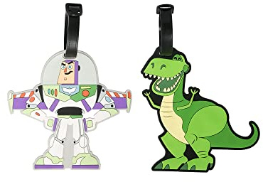 Disney Toy Story VT700654L.NX Lot de 2 étiquettes à Bagages Motif Buzz & Rex Vert/Blanc/Violet