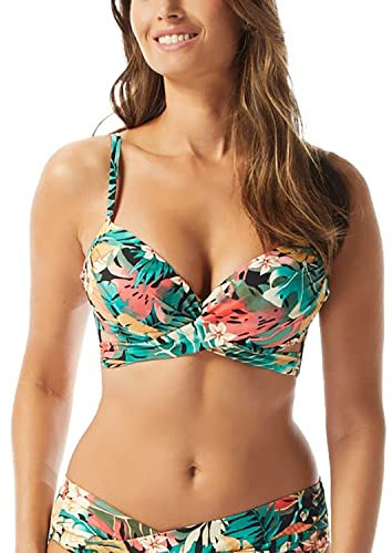 Coco Reef Enrapture Bra Sized Wrap Bikini Top — Push Up Underwire Cups C, D, DD, E, F, Passion Flower, 32-34F
