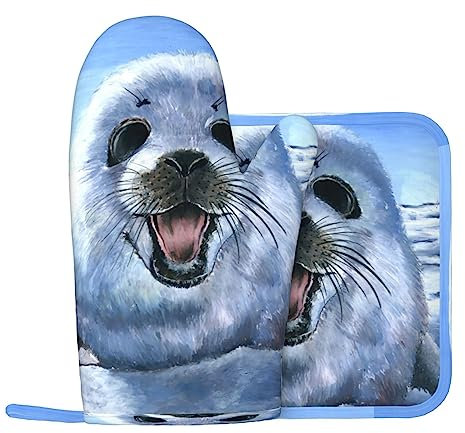 Arpa Seal Carta Da Parati Guanti Da Forno E Pentola Supporti Resistente Al Calore 2 pz Set BBQ Guanti E Pastiglie Per Cottura Cottura Cottura