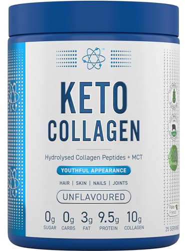 Applied Nutrition Keto Collagen Protein - Keto Protein Powder with MCT, Ketogenic & Paleo Diet, Zero Sugar & Carbs, Healthy Skin, Hair, Nails (Unflavoured) (325g - 25 Servings)
