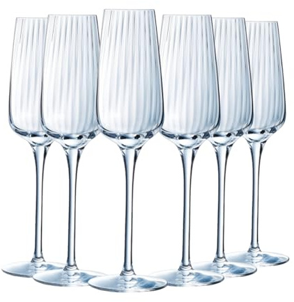 Chef&Sommelier - Collection Symétrie - 6 Flûtes à Champagne 21 cl - Fabriquées en France - Emballage renforcé