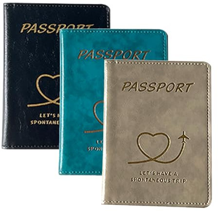 KLEHOPE Reisepasshüllen, 3 Stücke Passport Holder, Hülle Reisepass, Reisepass für Das Reisen, geeignet zum Schutz Von Ausweisen, Kreditkarten und Reisedokumenten(Grau, Blau, Schwarz)