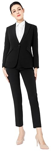 Ava Luke Ensemble Tailleur Pantalon Femme – Blazer et Pantalon Long – Costume Femme Élégant pour Travail, Business et Entretien