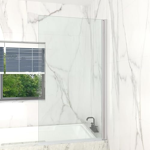 T&K Mampara de ducha para bañera, 80 x 140 cm, cromado, plegable, borde cuadrado de 5 mm, cristal de seguridad templado por ambos lados, fácil de limpiar, accesorio de ducha para bañera