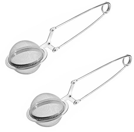2 Stück Teesieb, Teesieb für Losen Tee, Teaballs – Edelstahl-Klemmgriffe, 4.5 cm Durchmesser, passend für lose Teezubereitung, langlebig, leicht zu reinigen und praktisch im Einsatz