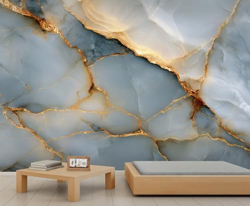 YEMYOR Marble Mural Wallpaper Grey White Marble Wallpaper for Living Room Bedroom Gold Crack Wall Mural for Kitchen Restaurant Office-300x210cm