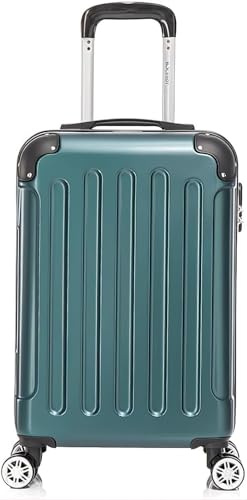 Boleedy Handgepäck Koffer, Leichter Trolley Reisekoffer, 55x36x21 cm, Hartschalen Koffer, Reisekoffer Kabinenkoffer mit, Zahlenschloß (DUNKELGREEN, M)