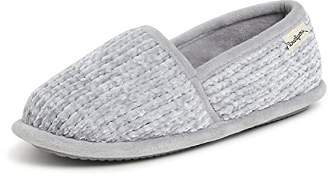 Dearfoams Women's Chenille A-Line Slipper, Sleet, Medium