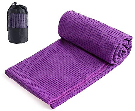 Xlabor Serviette de yoga en microfibre avec picots antidérapants, Violet