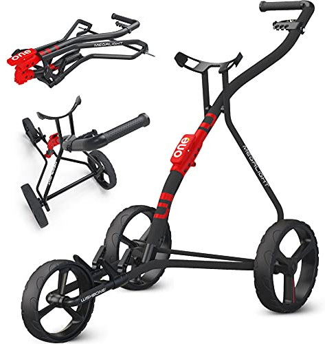 Golf Trolley – 3 Räder Push-Pull Golfwagen (Wishbone ONE Megalight 3) rot