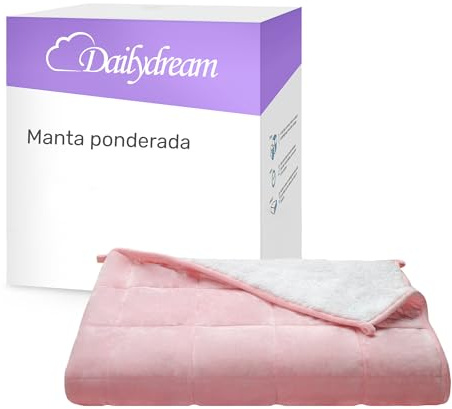 Dailydream Couverture Lestée Adulte | thérapeutique | 135x200 cm | 4,5 kg | Rose | 100% Coton | avec Perles de Verre | Couette pondérée | apaisante et relaxante | Poids corporel jusqu'à 52 kg