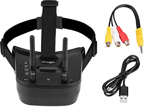 Tomotato Occhiali FPV, Mini Occhiali FPV Batteria Integrata da 3,7 V 1200 mAh con Display 480 × 320 e 5,8 G 40 Canali per Quadricotteri FPV Quadricotteri Quadrirotori FPV Racing