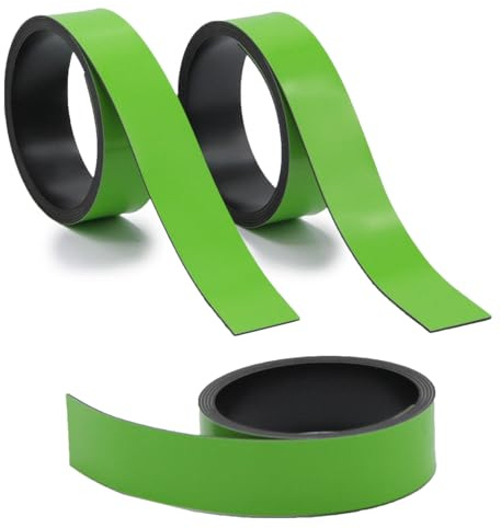 Mag252 Magnetic Strips Green Approx. 2 cm x 1 m Magnetic Tape for Marking on Whiteboards Storage Shelves Calendar Easy to Cut to Size Magnetic Labels Pack of 3
