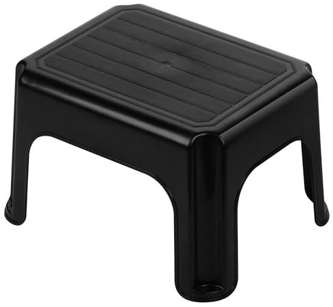 Jazooli Sturdy Step Stool for Adults & Kids, 120kg Capacity Foot, Step Up & Shower Stool - For Use in Kitchen, Bedroom, Bathroom, Caravan Steps & Mobility Aids - 35 x 27cm (Black)