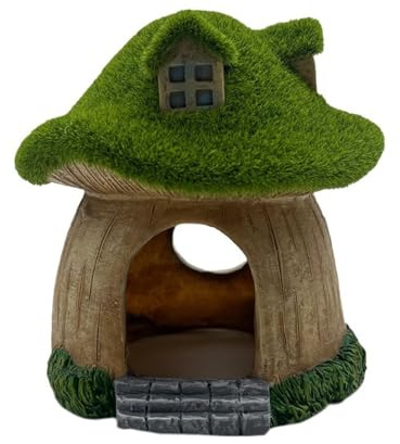 kowaku Aquarium Mushroom House Landscape Ornament Hideout Fish Tank Decoration Resin Mushroom Cottage for Betta Table Living Room, Style B