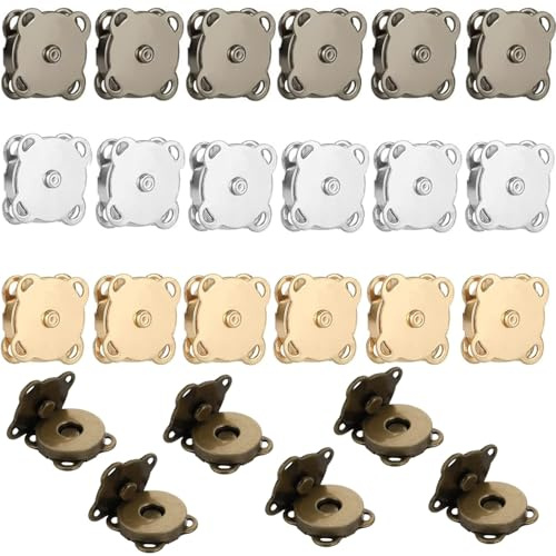 Botones magnéticos,24 Piezas botones magnéticos de metal,DIY Cierre Magnético de 14 mm,Craft Botones de Costura,para ropa,bolsos, equipaje,manualidades