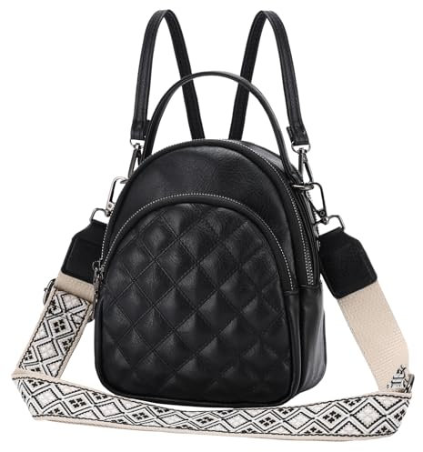 VX VONXURY Rucksack Damen Klein, Elegant Tasche Frauen Pu Leder Cityrucksack mit Kopfhörer Loch Rucksackhandtaschen Reisetasche 2 in 1 für Reisen Arbeit Schule