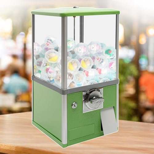 bcomedrag Distributeur Automatique De Bonbons À Pièces, Machine À Chewing-Gum Transparente, avec Serrure Et Clé, Distributeurs Automatiques De Boules De Gomme Domestiques/Commerciales,Green