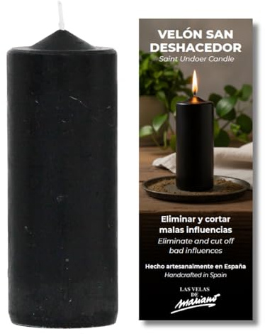 Velón Preparado de San Deshacedor o de Volteo – Ritual con Vela Negra para Eliminar Energías Negativas | Vela para limpieza energética | Hecho a Mano con Hierbas | Incluye Instrucciones y Oración
