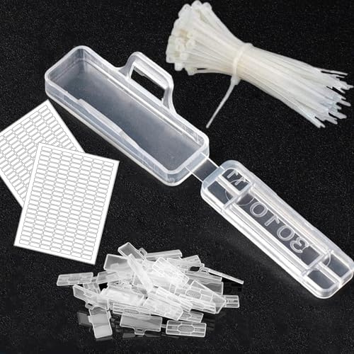 YUZHEDM 100 Piezas Etiquetas para Cables, con Sujetacables de Nailon y Etiquetas Adhesivas, Cable Management, Alambre Caja de Marcado Bridas Reutilizables, para en Casa y en la Oficina (3010)