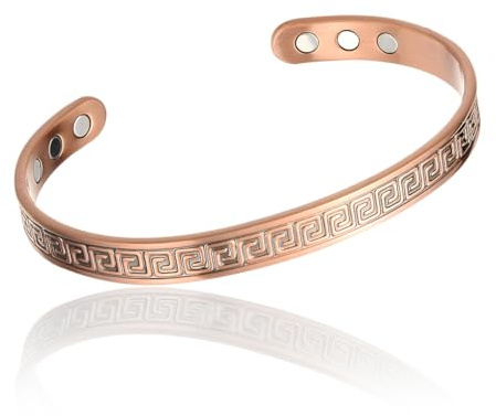 UIEXAY Bracelet Magnétique en Cuivre, 1 article Bracelet Magnétique en Cuivre pour Homme Femmeavec 6 Aimants, Bracelet de Manchette en Cuivre Arbre de Vie, Bracelet d'Énergie Magnétique Solide