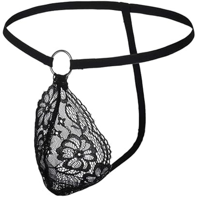 Strings Homme Dentelle String Homme Sexy Érotique String Ficelle Confortable Tanga Sous Vetement Strings Sexy Chic de Pute Grande Taille Elastique Mini Slip Taille Basse Slip de Bain Piscine Respirant