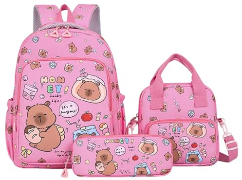 Sac à dos Capybara mignon 2026 pour enfants, filles et garçons, sac d'école léger, sac à livres résistant avec bretelles réglables pour les élèves du primaire