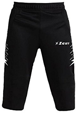PINOCCHIETTO ENEA ZEUS PANTALONE A 3/4 ALLENAMENTO CORSA PALESTREA CALCIO CALCETTO SPORT (NERO, M)