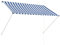 vidaXL Markise, Klemmmarkise Einziehbar, Sonnenschutz für Fenster Terrasse Balkon, Balkonmarkise Fallarmmarkise Fenstermarkise, 200×150cm Blau Weiß