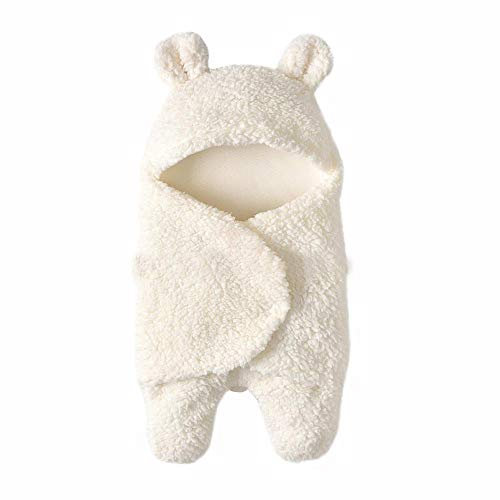 95sCloud Baby Schlafsäcke Wickeldecke mit Kapuze, Kids Schlafsack innen weich gefüttert Pucksack Kuscheldecke Baby Schlafsack Kuscheldecke Decke Haube Tragbarer Schlafsack Kinderwagen (Weiß)
