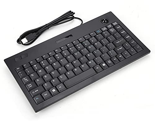 Topiky Kabelgebundene Tastatur mit Trackball, kompakte 88 Tasten, 1,5M, 1000 DPI Ergonomische Leise Tastatur Schlanke Schreibmaschine mit Optischem Trackball und Linker/Rechter Maustaste