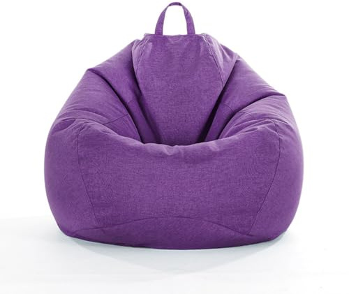 AMGJ Copertura per Poltrona a Sacco Senza Imbottitura, Fodera per Pouf a Pera in Tessuto di Lino per Adulti e Bambini,Viola,70x80cm