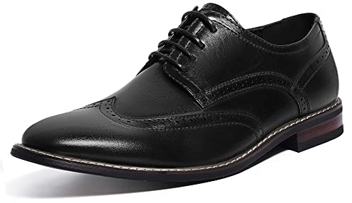Mofri Men's Black Dress Shoes, Size 10.5, Formal Wingtip Oxford, Brogue for Men, Shoes