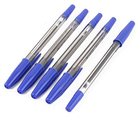 Ruilogod 5 st Office plastklämma Cap 0.5mm Tip Blue Ink Kulspetspenna