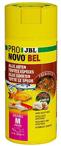 JBL PRONOVO BEL GRANO, Aliment de Base pour tous Poissons d'Aquarium de 8-20 cm, Granulés pour Poissons, Doseur à clic, taille M, 250 ml